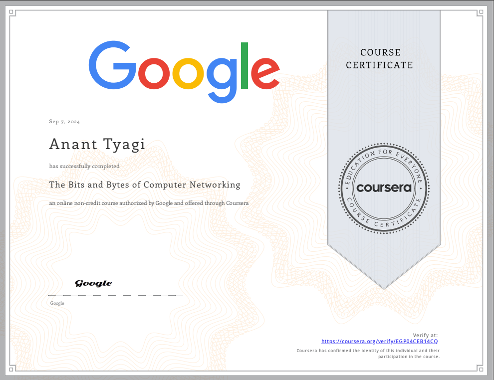 Bits and Bytes Certificate